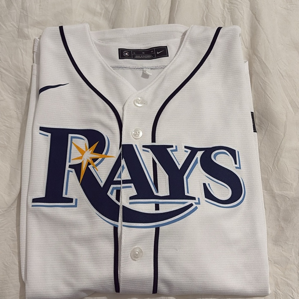 Nike White and Navy Tampa Bay Rays MLB Baseball Jersey - Picture 5 of 5